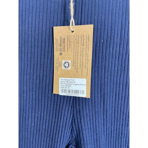 The Simple Folk Womens Navy Ribbed Leggings NWT High Rise Size US 8 - Picture 4 of 5